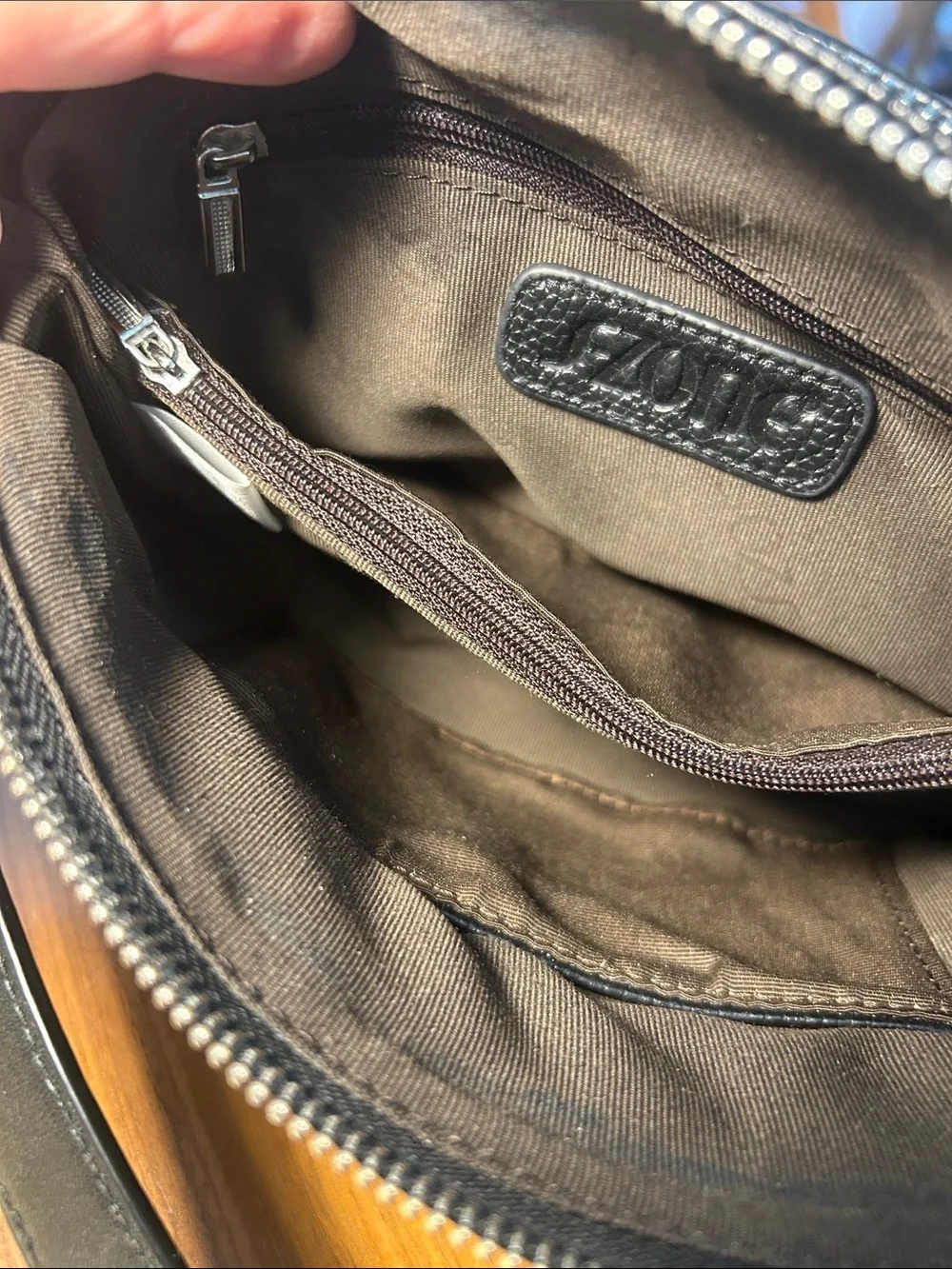 S-Zone Black Pebbled Leather Crossbody Purse